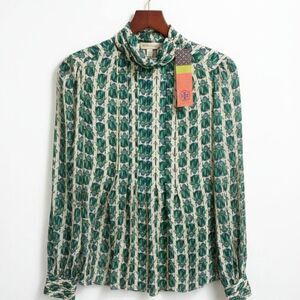 NWT Tory Burch Collection: Scarab Beetle Silk Blouse Rare Sz 4